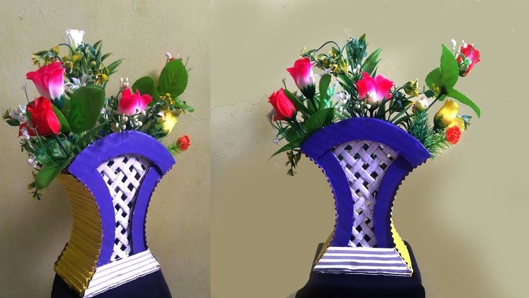 How to make Newspaper Flower vase DIY Using Cardboard | Best out of waste |All type videyos