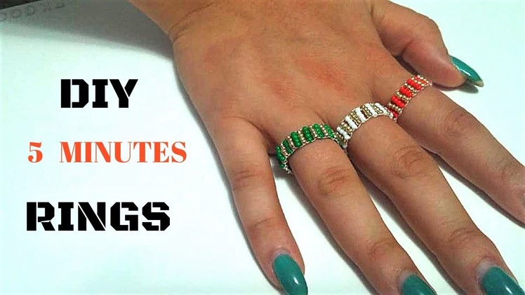 How to make rings. Beaded rings tutorial. Diy 5 minutes rings