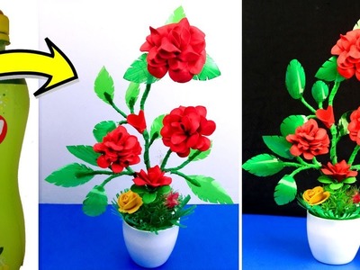 How to make rose flower tree with plastic bottles - Crafts with plastic bottle - Best out of waste
