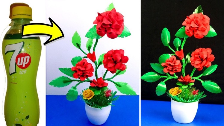 How to make rose flower tree with plastic bottles - Crafts with plastic bottle - Best out of waste
