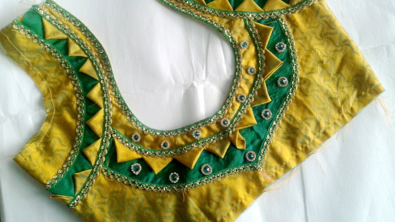 Latest blouse back neck design cutting and stitching