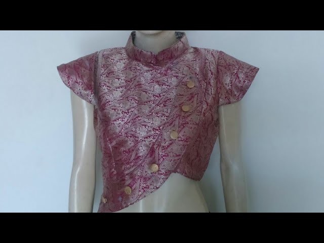 Latest designer tulip blouse with collar neck cutting and stitching