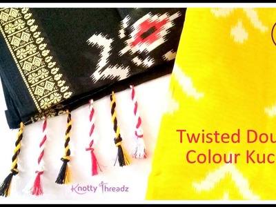 Latest Twisted Saree Kuchu Design | Trendy Double Colour Kuchu for Saree | www.knottythreadz.com