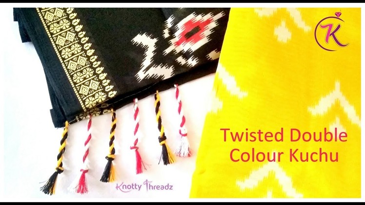 Latest Twisted Saree Kuchu Design | Trendy Double Colour Kuchu for Saree | www.knottythreadz.com