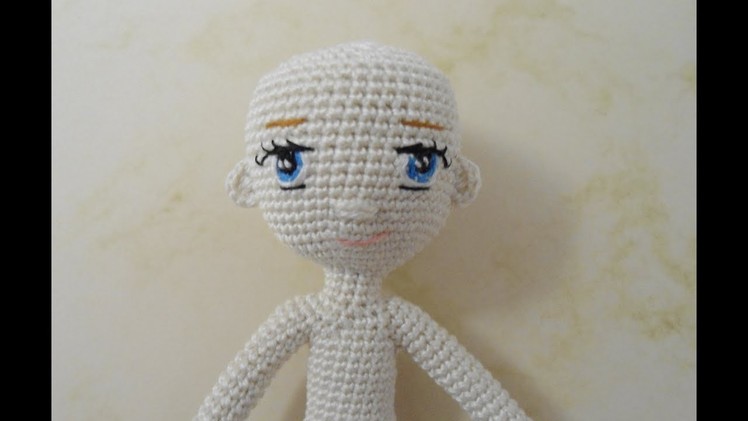 Little doll crochet.Miniature doll crochet. Part 2.head and embroidery eyes