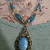Natural Blue Gemstone Bead Hand made  Necklace