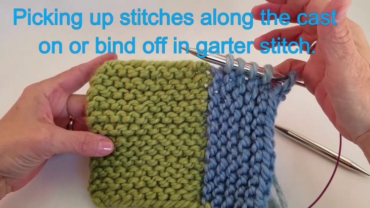 Picking up stitches at end of garter stitch.