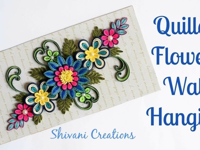 Quilling Flowers Wall Hanging. 3d Quilled Blue Flowers
