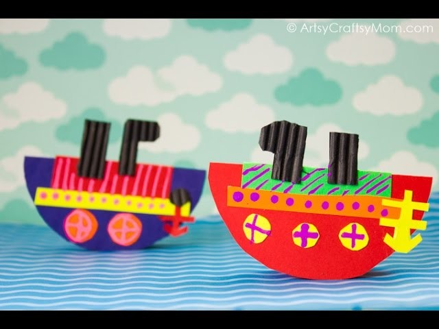 Rocking Paper Boat Craft | Easy Paper Craft Ideas For Kids | ArtsyCraftsyMom