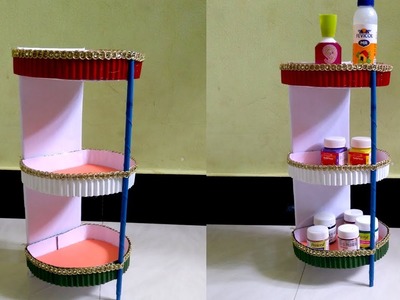Tricolor Shelf. Rack | Simple rack Using cardboard | Best out of waste | Reuse idea
