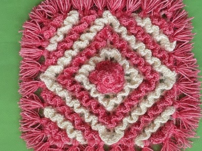 WOW !!! Pink Woolen Rumal Making || Rumal Design || Woolen Crafts || Table Mat | Thalpos