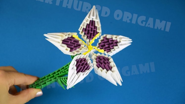 3D Origami lily from pieces of paper ♡ DIY How to make a beautiful flower
