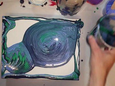Acrylic Pour: Swirling with thinner paint and silicone