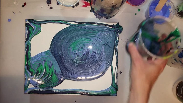 Acrylic Pour: Swirling with thinner paint and silicone