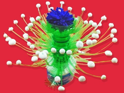 Best waste plastic Bottle Vase Making Craft, Water Bottle Recycle Flower Vase Art Decoration Idea