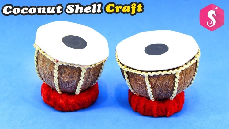 Coconut Shell Craft Idea | Coconut Shell Reuse Craft | Mini Tabla diy from Coconut Shell