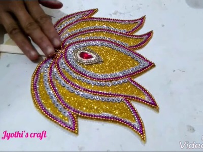 DIY- GLITTER FOAM SHEET LOTUS RANGOLI (Decorative craft for Varalakshmi Pooja) in 3 ways