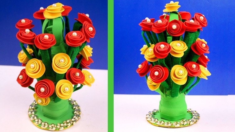 DIY | How to make flower vase using plastic bottle & foam sheet | Unique Home Decor Idea 2018
