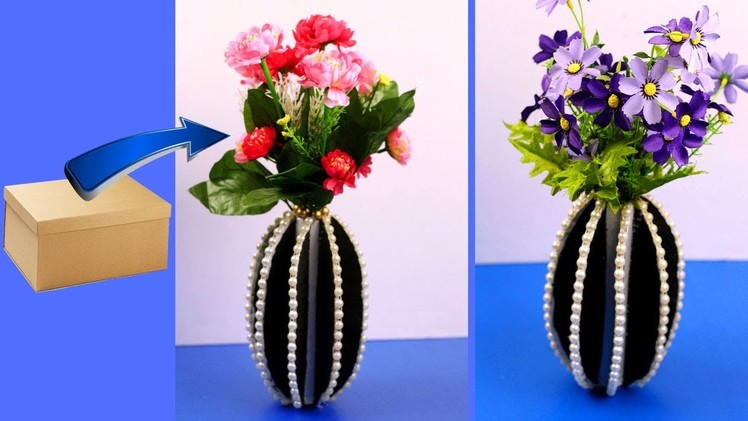 DIY How To Make Flower Vase With Cardboard -  DIY Flower Vase - Best Out Of Waste Idea