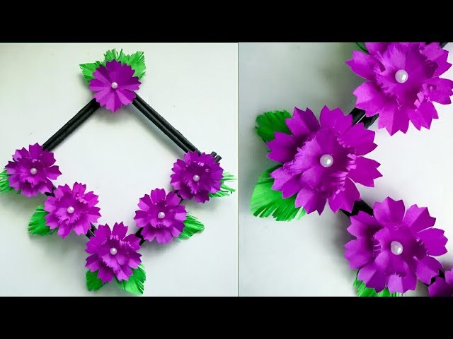 Diy paper flower wall hanging.Simple and beautiful wall hanging.Wall decoration by KovaiCraft #43