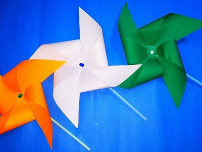 DIY TRICOLOR WINDMILL|| How to Make Paper Spinning WindMill || Paper PinWheel Craft for Kids