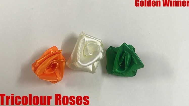 DIY Tricolour Ribbon Roses| Independence Day Craft Idea