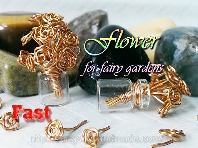 Flower bouquets in small glass jar to decorate fairy gardens - Fast version 346