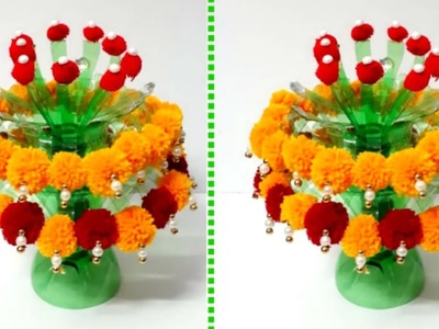 Guldasta.flower vase from plastic bottle |Best out of waste |diy Handmade Woolen Guldasta.Flower pot