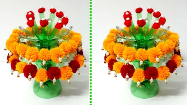 Guldasta.flower vase from plastic bottle |Best out of waste |diy Handmade Woolen Guldasta.Flower pot