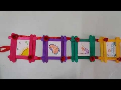 Hanging Photo Frame with ice cream stick  | Wall hanging craft ideas