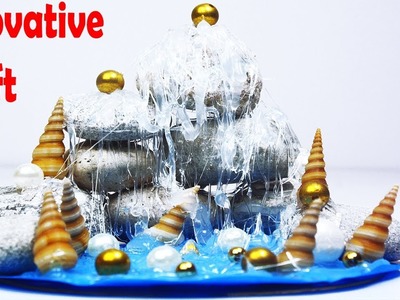How To Make Artificial Water Mountain Showpiece || DIY Craft Hot Glue Waterfall