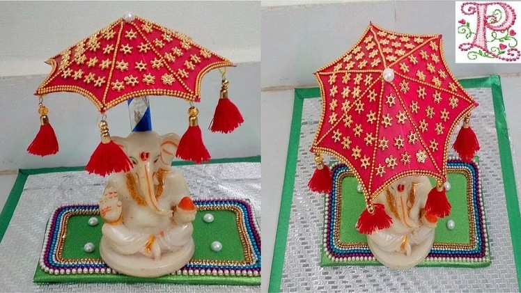 How To Make Easy Umbrella For Ganesh Chaturthi || Ganesh Chaturthi Umbrella || Poppyalley