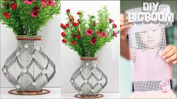 How to make Flower Vase with Plastic Canvas | New 2018 | DBB