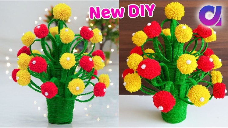 How to make Flower Vase with Wool | GULDASTA | Best DIY 2018 | Artkala