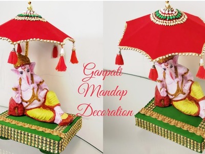 How to Make Umbrella for Ganpati Ji.Ganpati Mandap Decorations Ideas.Makhar Making.Best Out Of Waste