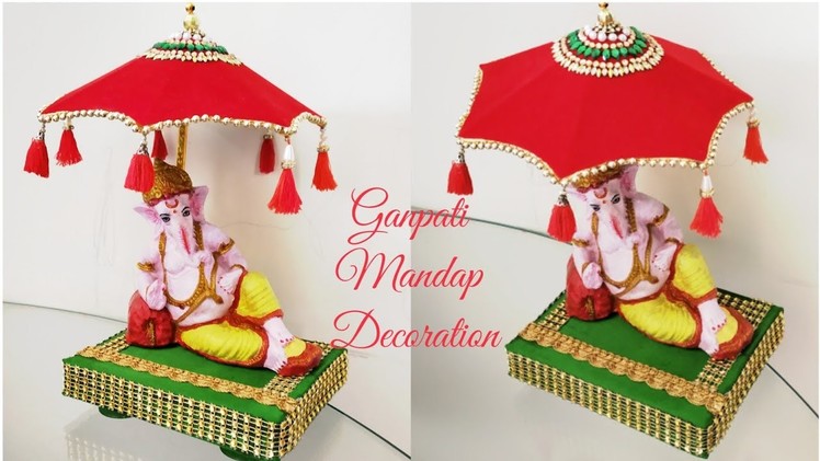 How to Make Umbrella for Ganpati Ji.Ganpati Mandap Decorations Ideas.Makhar Making.Best Out Of Waste