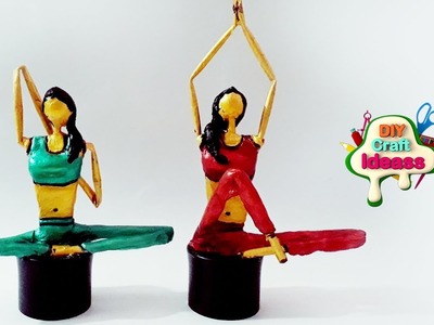 Newspaper yoga Doll DIY Newspaper Crafts Best out of Waste | diyc craft ideas