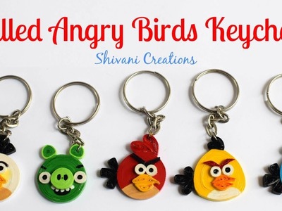 Quilling Angry Birds Keychains. DIY Quilling Key Chain. How to make Quilling Key Ring