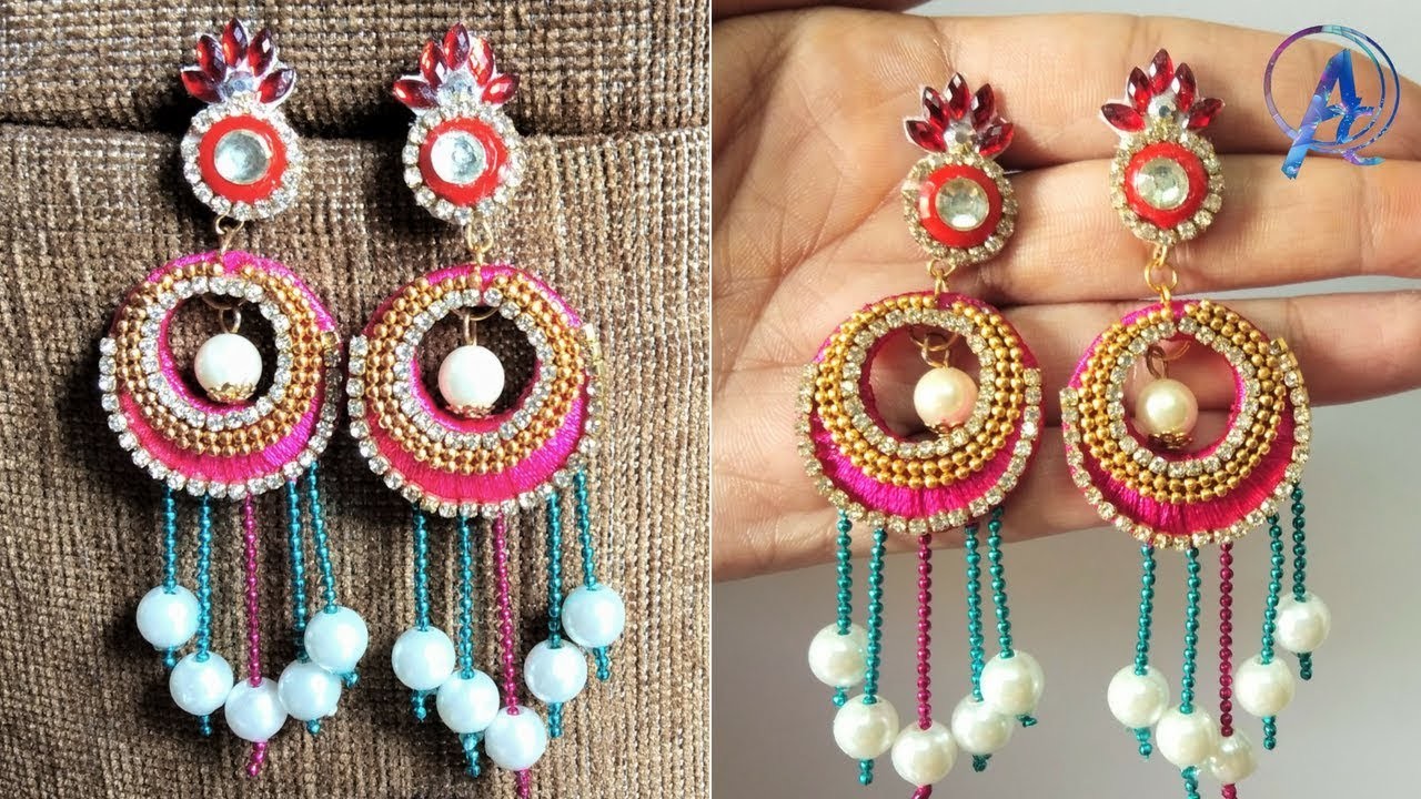 Earrings silk hot sale thread designs