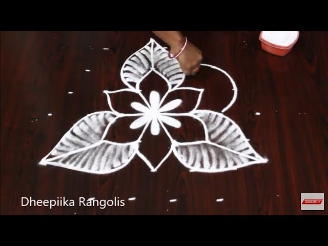 Simple & easy flower rangoli design with 7x4 dots * small daily kolam * new muggulu