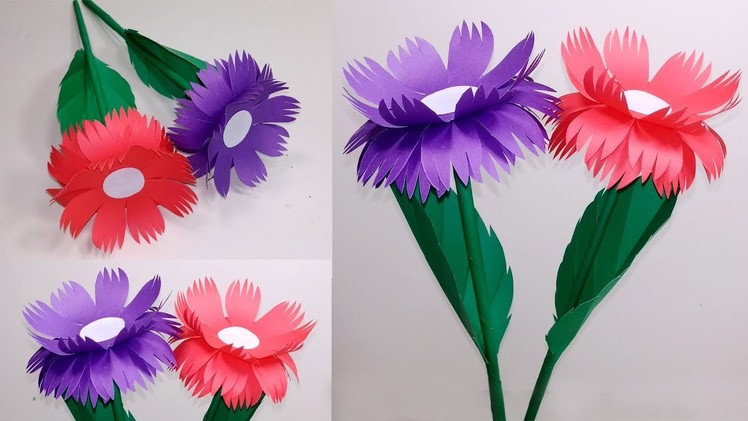 Stick Flower:How to Make Stick Flower with Paper|Making Flower Step by Step|Jarine's Crafty Creation