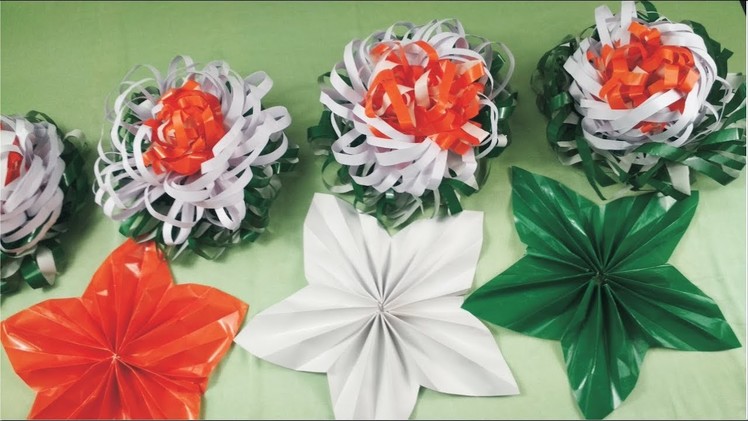 Super Easy Tricolor Paper Decoration | Independence Day Craft diy | How To Make A Paper Flower