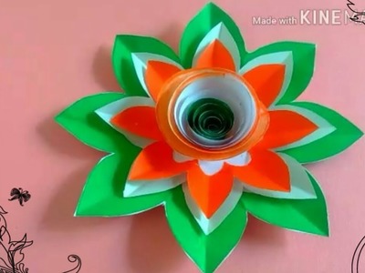 Tricolor paper flower decoration|15 August.Independence day decoration ideas|Craft idea for kids|DIY