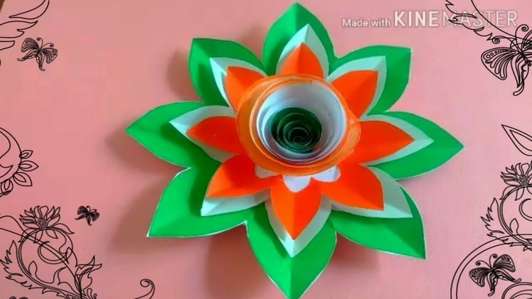 Tricolor paper flower decoration|15 August.Independence day decoration ideas|Craft idea for kids|DIY