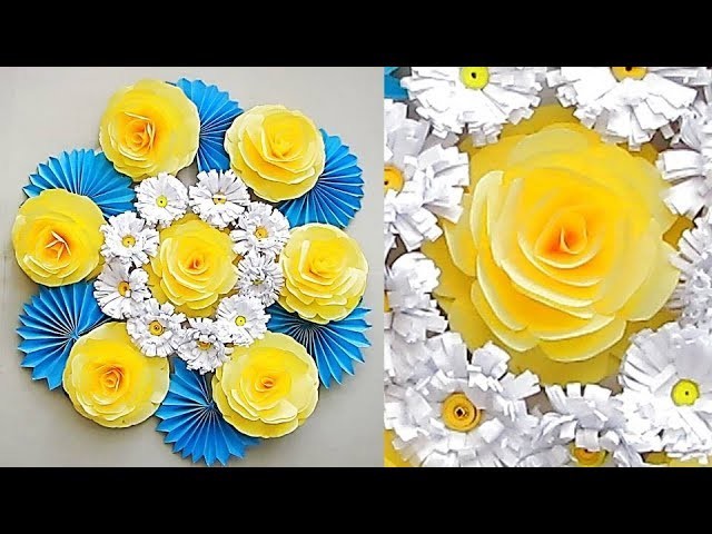 Wall Decoration Ideas 52 | Beautiful Wall Hanging Making at Home | Paper Flower Wall Hanging. 3