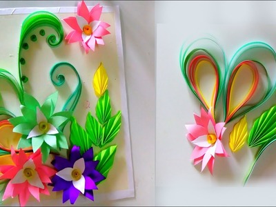 Wall hanging quilling designs | wall decoration paper flowers | colour paper wall hanging flowers