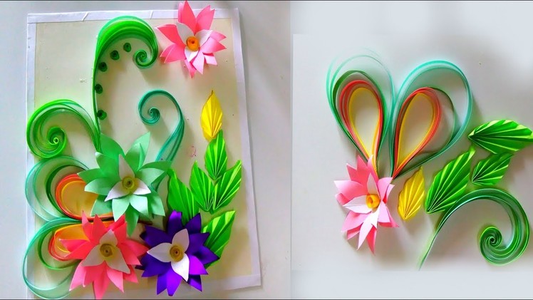 Wall hanging quilling designs | wall decoration paper flowers | colour paper wall hanging flowers