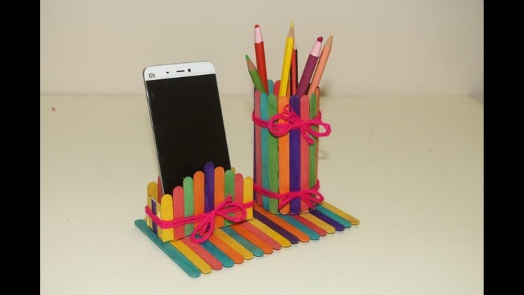 Art and craft idea with Pop sticks | Make Pen Stand & Card Holder