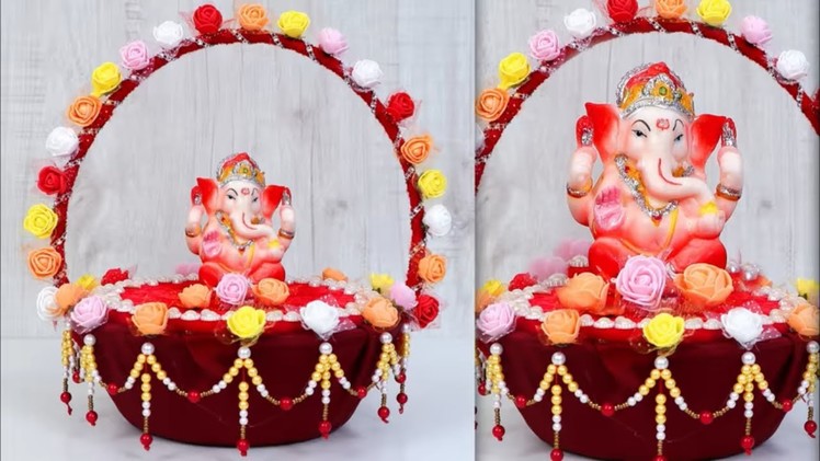 Beautiful Ganesh Singhasan.Makhar Decoration Idea || Best Out of Waste Craft Idea || DIY Craft Idea