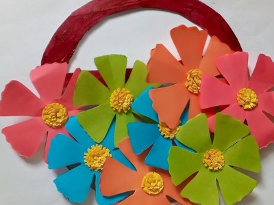 Beautiful paper wall hanging craft ideas 6 | DIY paper flower basket tutorial